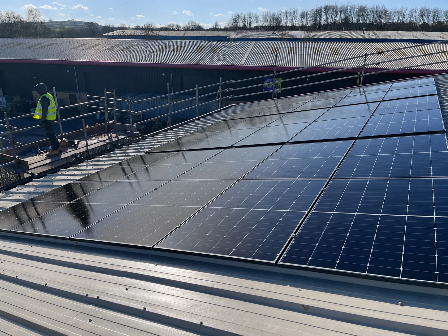 Commercial rooftop solar panel installation