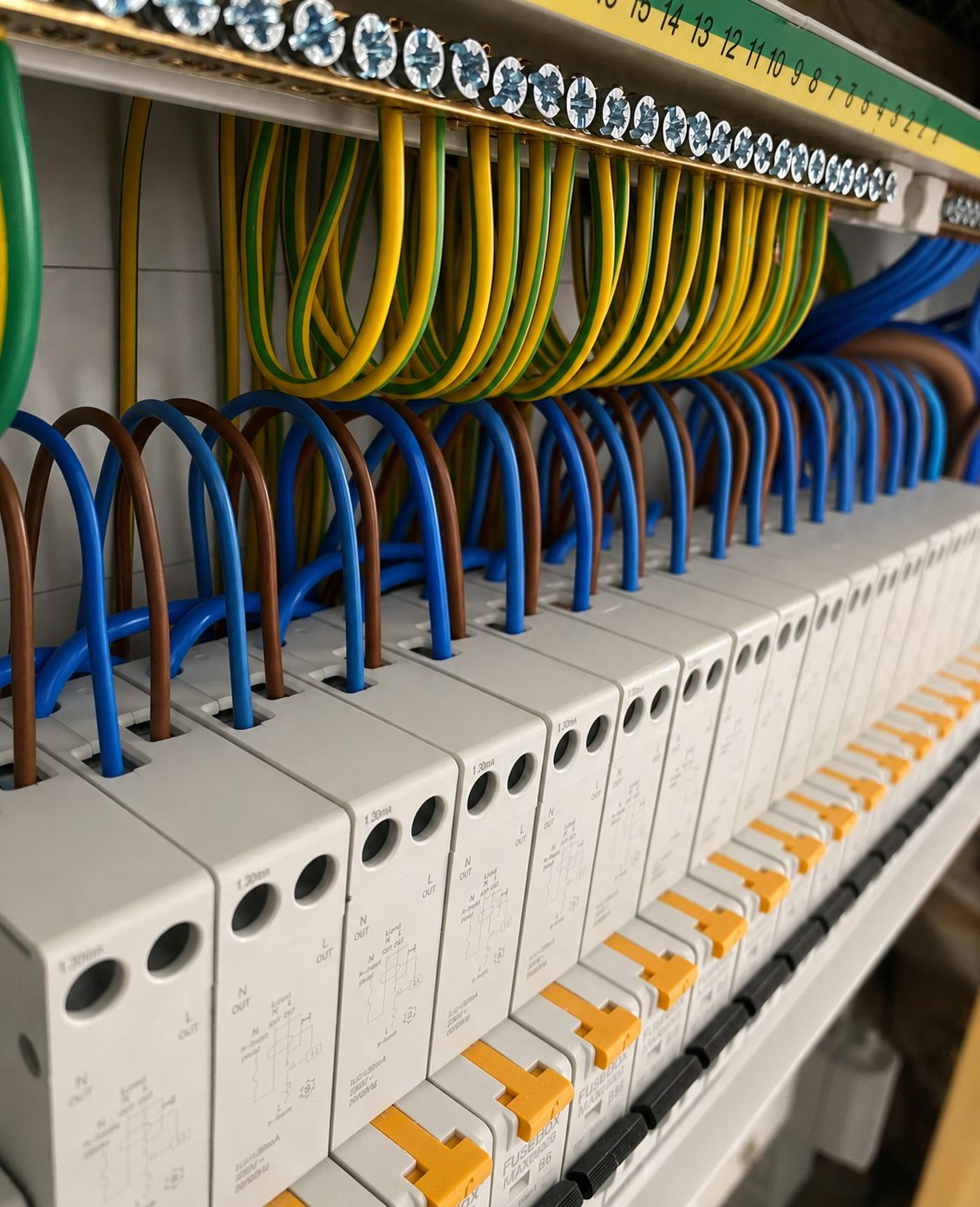 Detailed electrical distribution-board installation