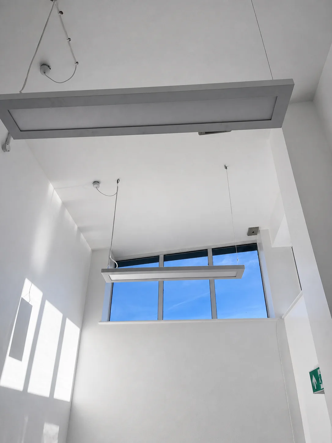 Close-up of suspended lighting installation